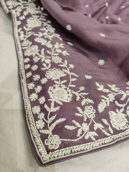 Madhavi zardosi organza saree