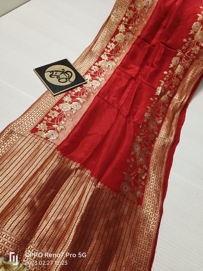 Floral Banarsi Monga saree