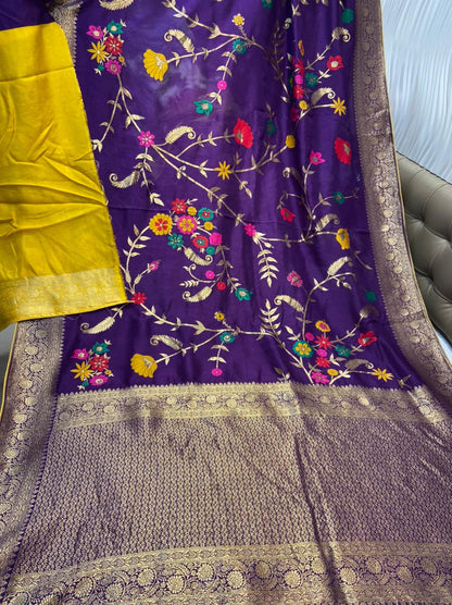 Naveli Meenakari floral saree
