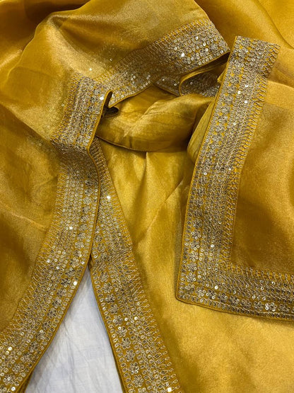 Kanjeevaram inspired tissue organza saree