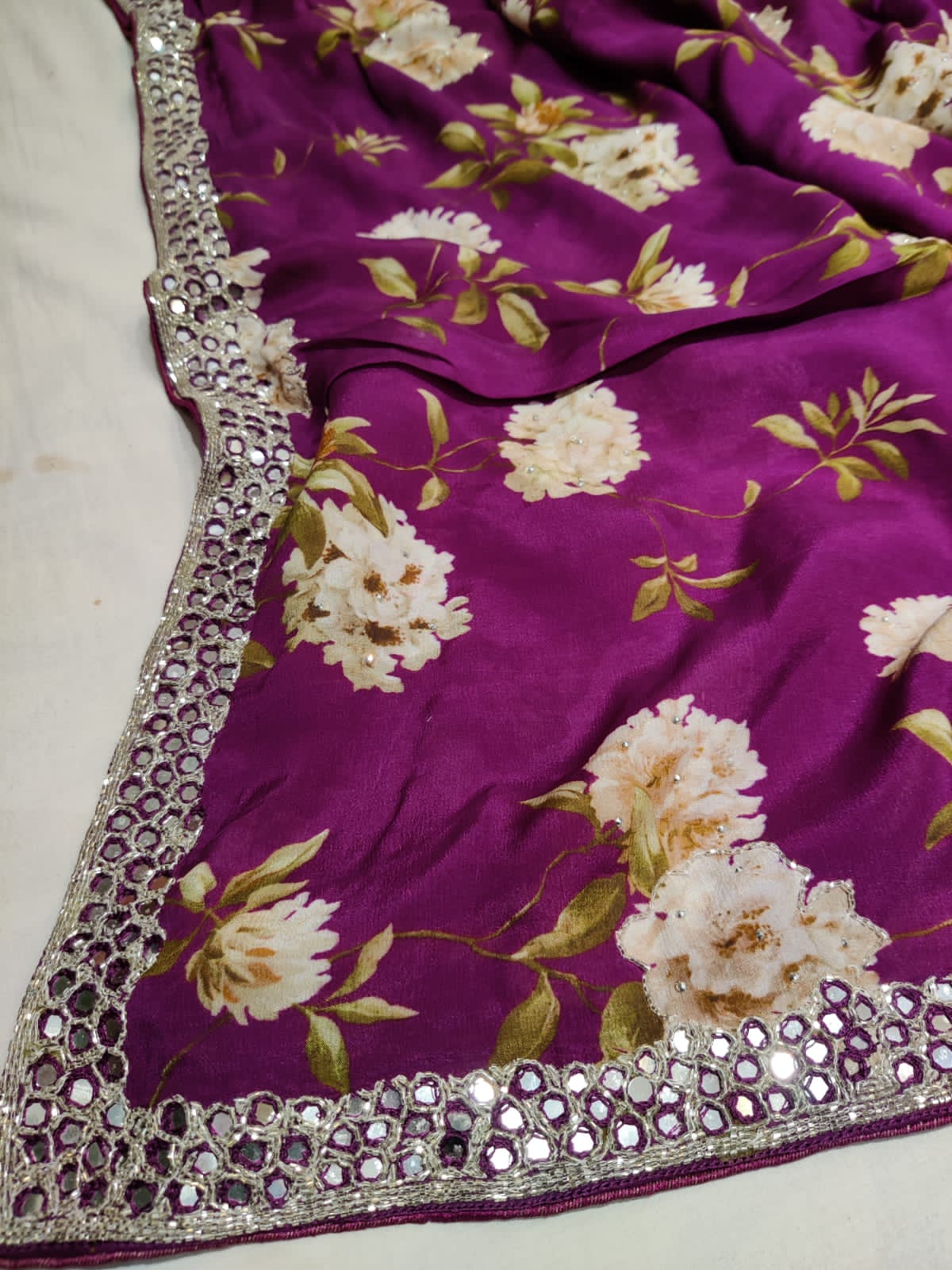 Ravika crepe zardosi saree