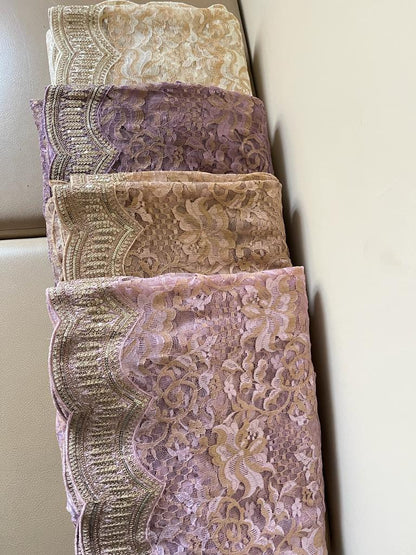 Chaintley lacy scalloped border saree