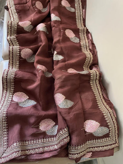 Rakhisha organza beautiful trendy saree
