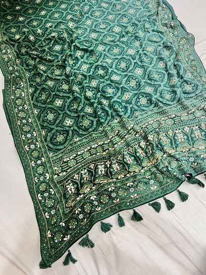 Naina chikankari gorgette saree