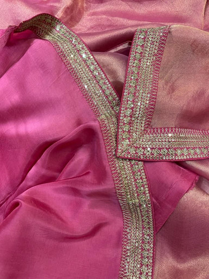 Kanjeevaram inspired tissue organza saree