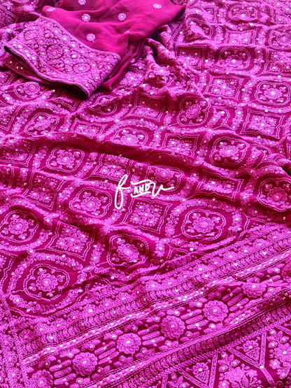 NoorJahan Chikankari saree Gorgette Sarees Indian sari