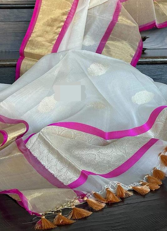 Roza banarsi Kora saree