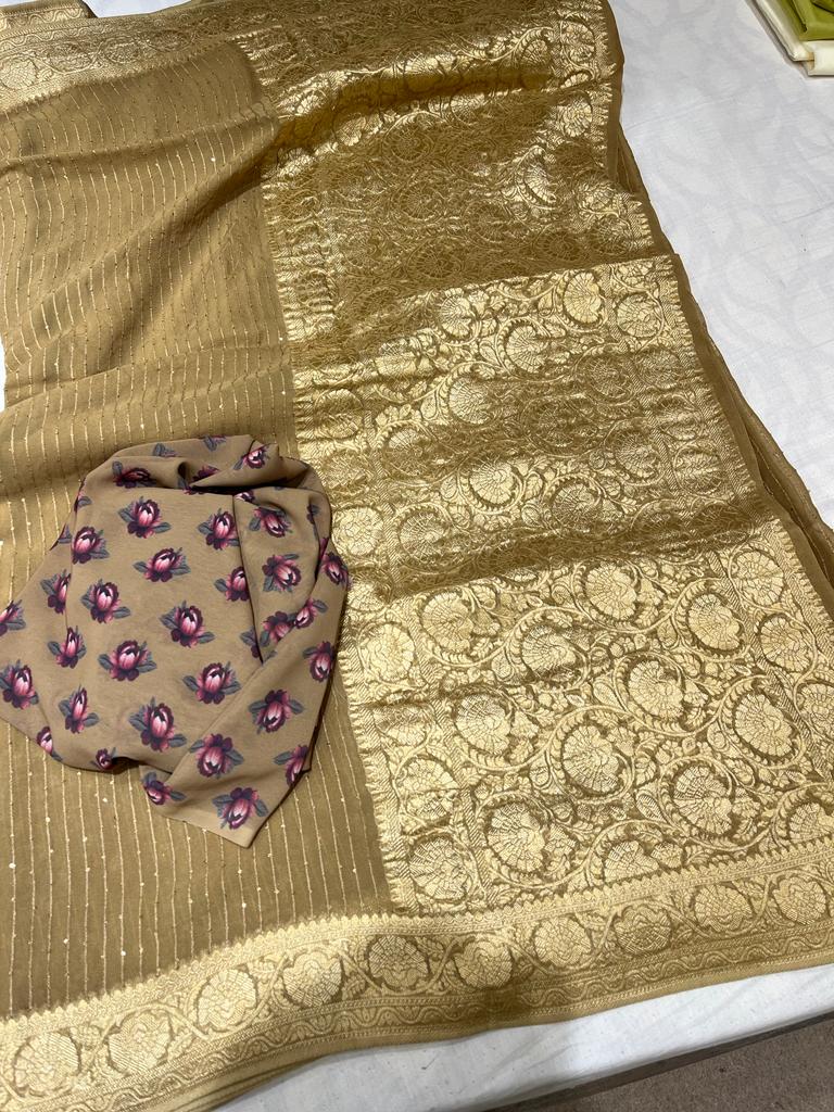 Pivasha khaddi gorgette saree