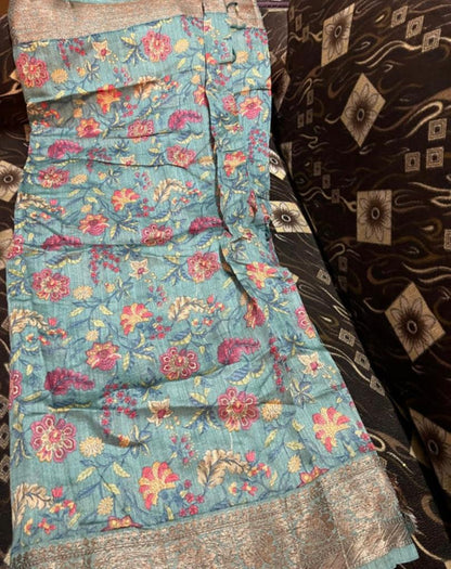 Floral tussar saree partywear sarees Indian sari blouse