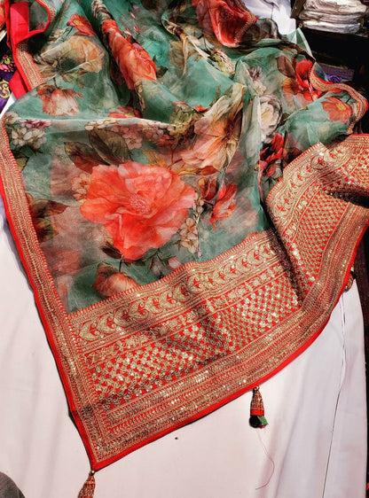 Kivini organza printed saree