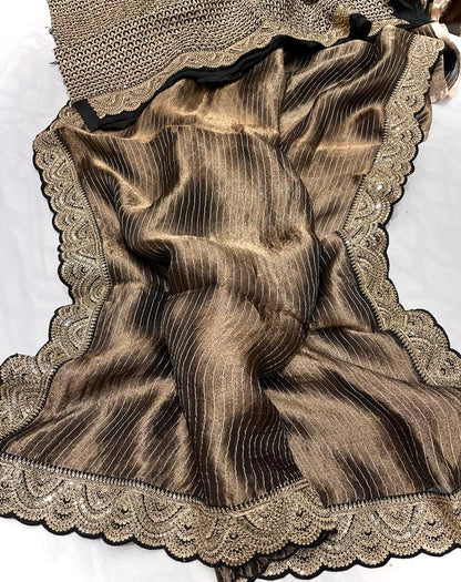 Striped kanjivaram inspired tissue saree