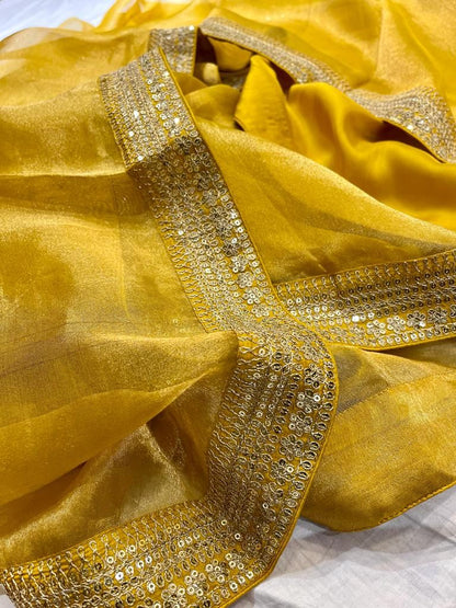 Kanjeevaram inspired tissue organza saree