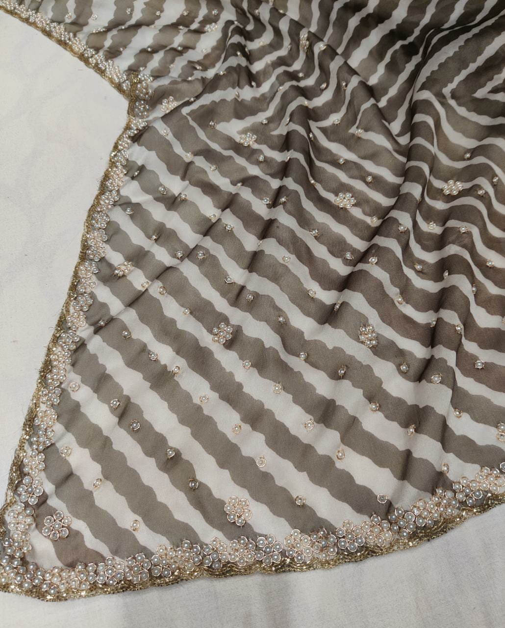 Kaju organza Pearl saree
