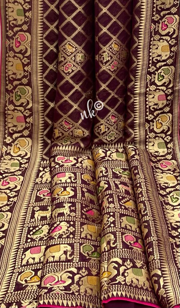 Yanshi khaddi gorgette saree