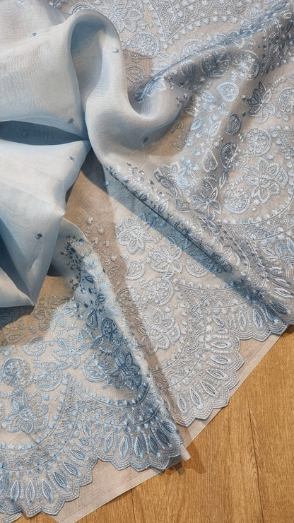 Scalloped inspired organza saree