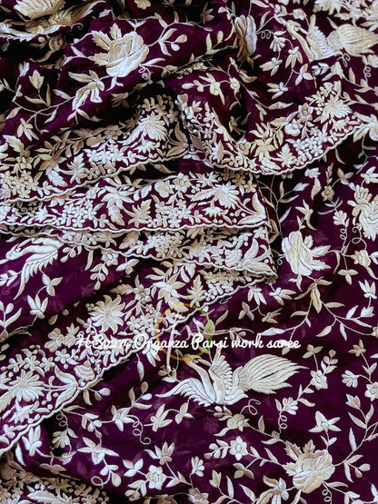 Derby Parsi inspired embroidery saree