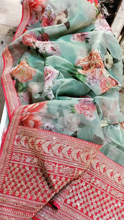 Kivini organza printed saree