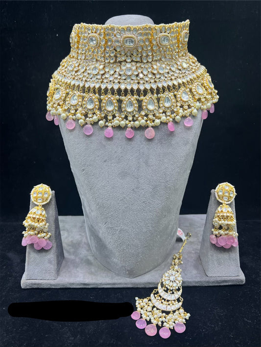 Roshilla pink Kundan bridal set