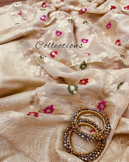 Roza banarsi weaved saree party wear saree Indian sari blouse