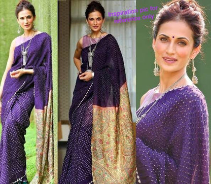 Purple bandhej saree