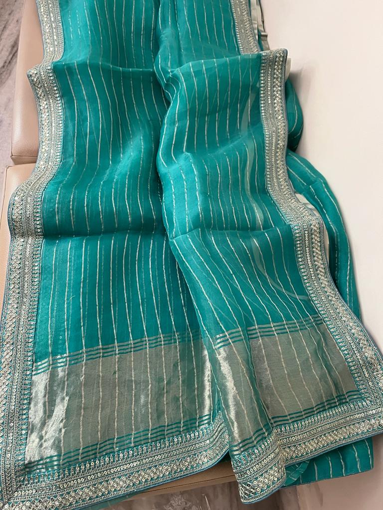 Nurjaha striped organza saree