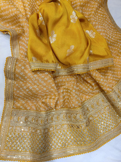 Noori bandhej organza saree