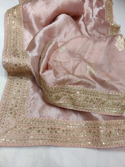 Metallic tissue organza saree