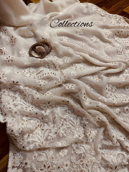 Vamsha chikankari embroidered saree