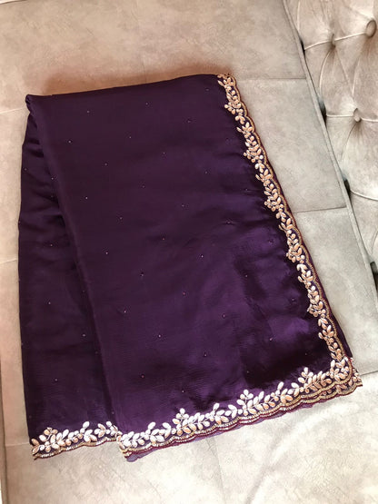 Purple vogue partywear saree