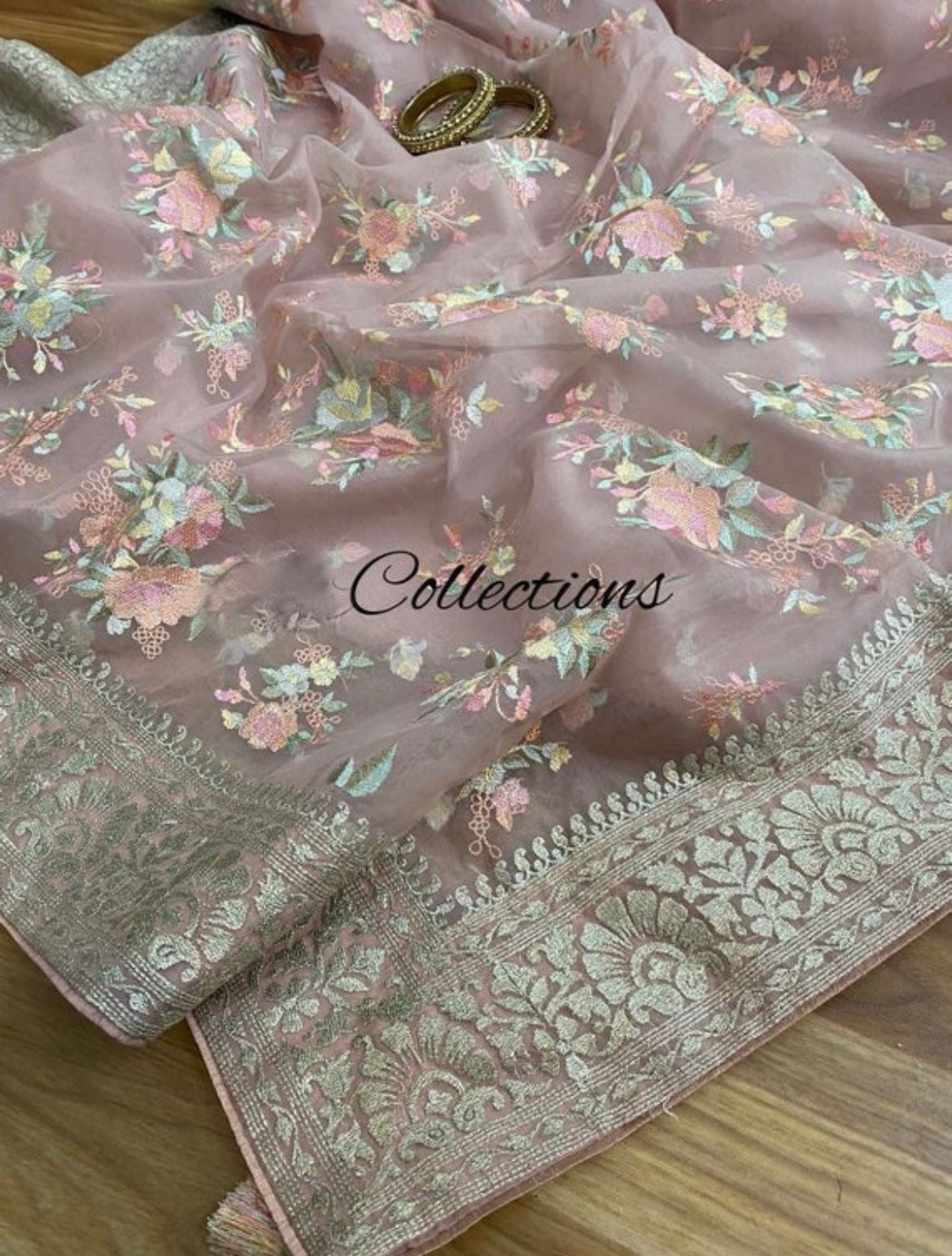 Vanilla organza saree