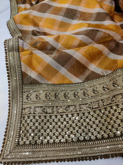 Lehariya bandhej saree