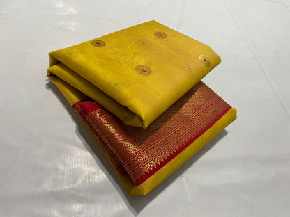 Heer yellow Chanderi saree handloom saree blouse