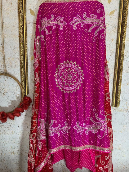 Pink exclusive gajji silk dupatta