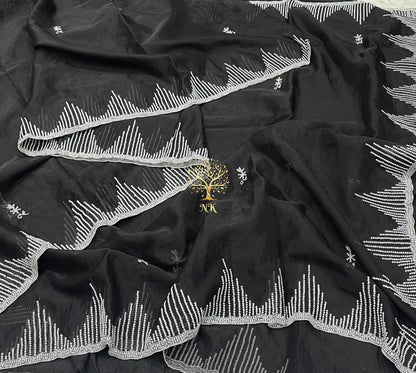 Organza flowy saree
