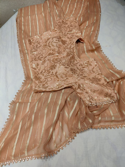 Bezil gorgette striped saree