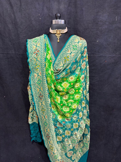 Jodha inspired bandhej gorgette Dupatta