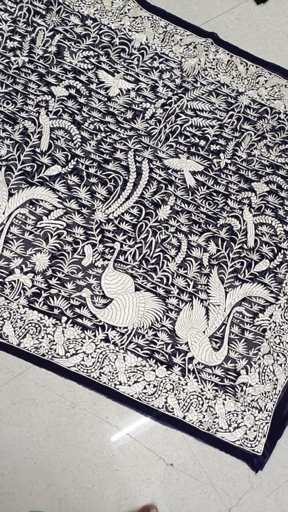 Black white Parsi dupatta