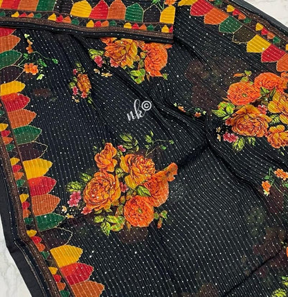 Benyl floral sequins saree