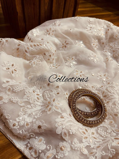 Vamsha chikankari embroidered saree