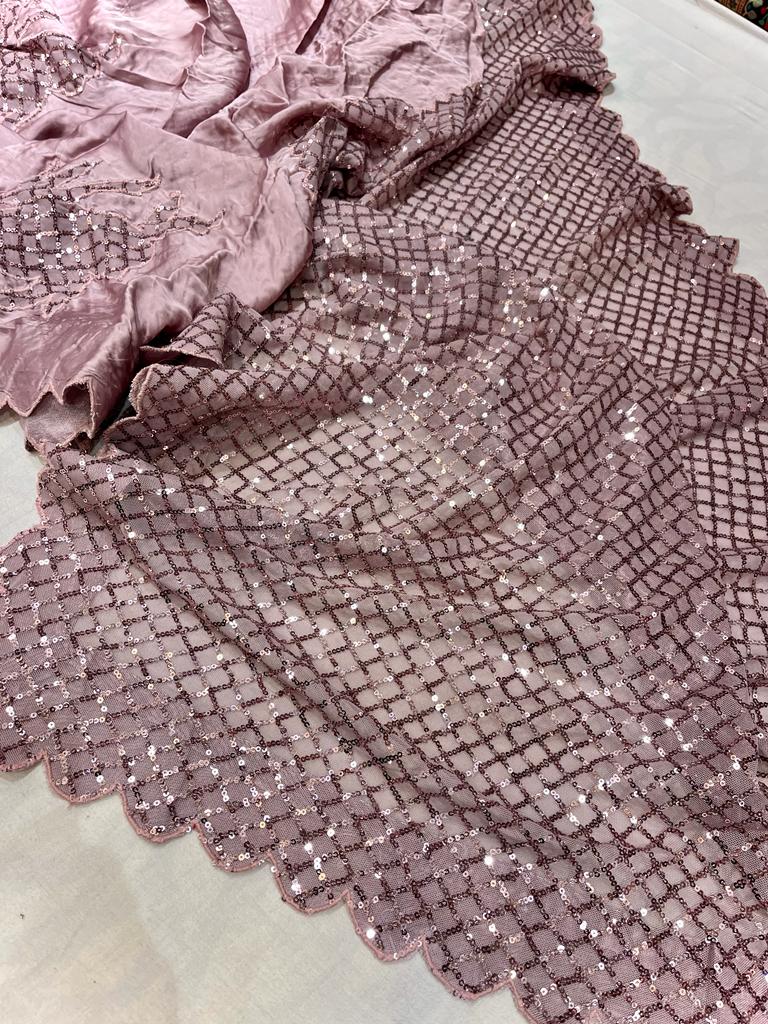 Sequence satin partywear saree
