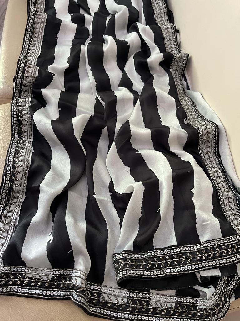 Satin striped trendy saree