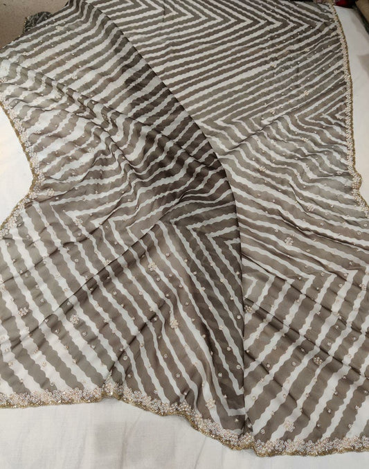 Kaju organza Pearl saree