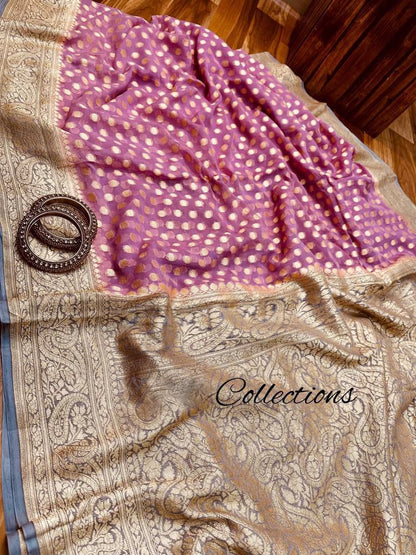 Pink handwoven Banarsi saree