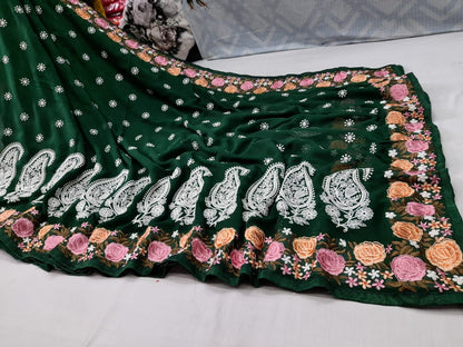 Pastel traditional gorgette saree