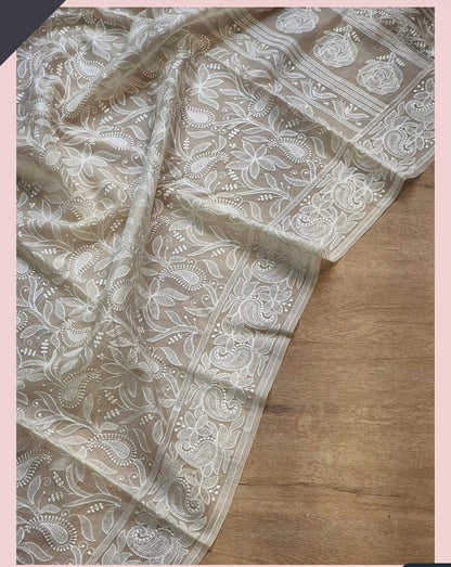Danish chikankari organza saree