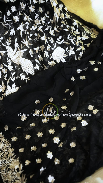 Derby Parsi inspired embroidery saree