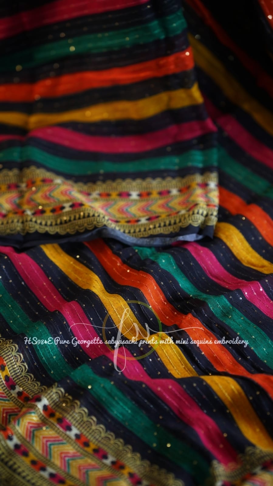 Gulmohar gorgette sequins saree