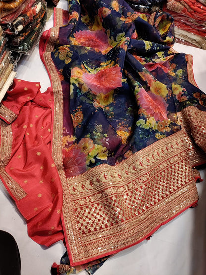 Kivini organza printed saree