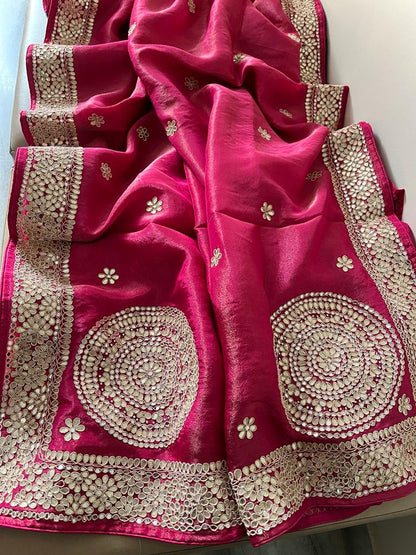 Zanelia tissue zardosi saree