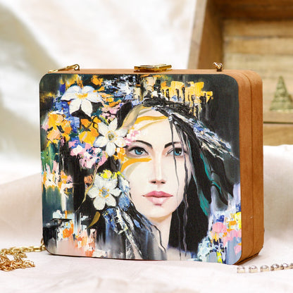 Stylo printed clutch bag